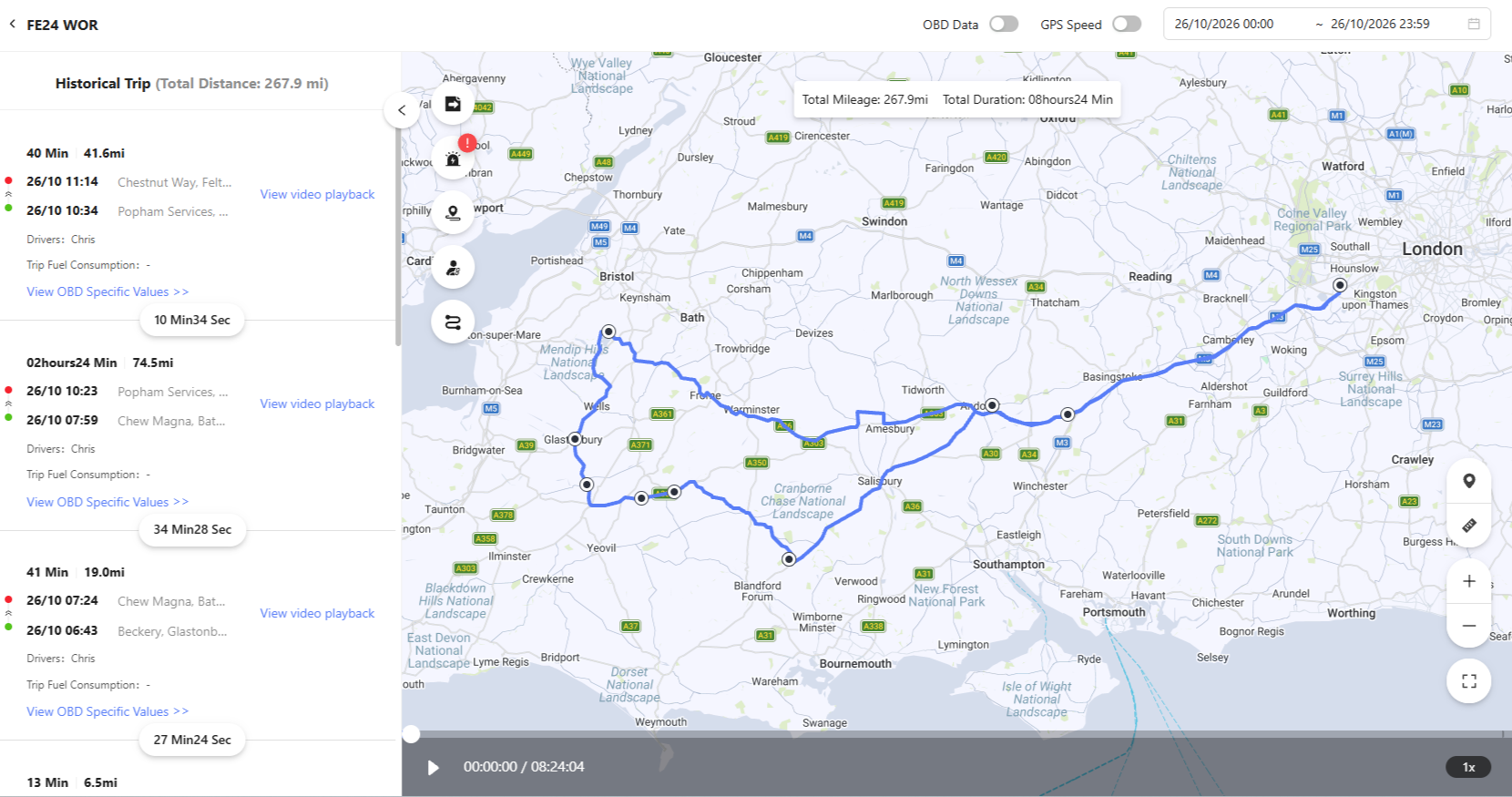 Vehicle history track